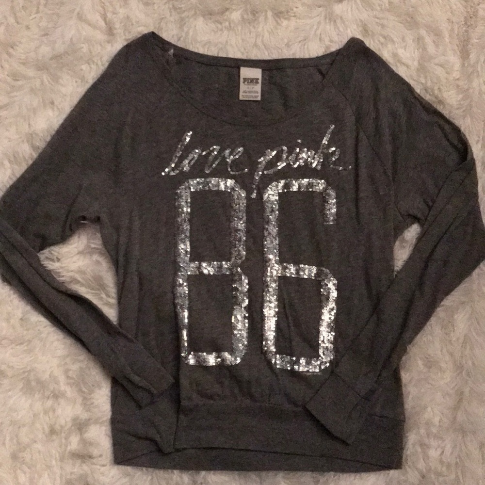 PINK long sleeve with sequins! Worn 1-2 times!
